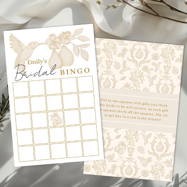 Gold Perfect Pear Fête des mariées Bingo Jeu (Bridal Bingo)