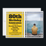 Gold Photo 80th Birthday Party Invitation<br><div class="desc">Envoyez des invitations de fête à vos invités avec cette Gold Photo 80th Birthday Party Invitation. Customisez avec les détails de votre fête et la photo préférée.</div>
