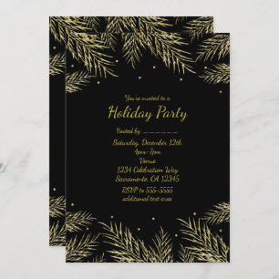 Gold Pine Fir & Dots Gîtes Élégantes Invitations