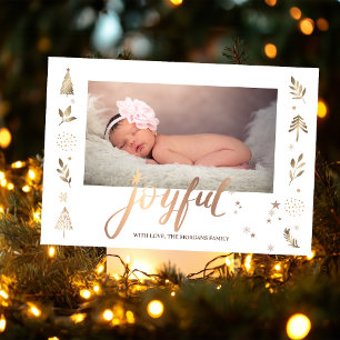 Gold Pine Tree Stars Joyful Baby Photo