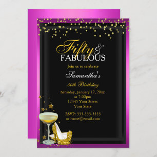 Gold Pink 50 Fabuleux Invitation d'anniversaire