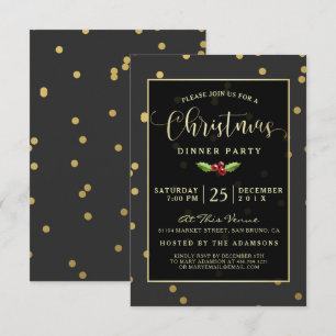 Gold Polka Dot Confetti Invitation de la fête de N