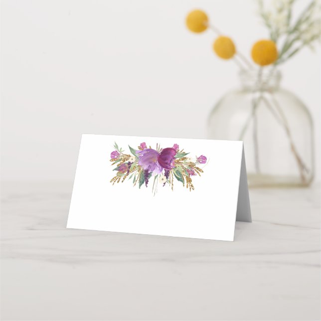 Gold Purple Amethyst Fleurs sauvages Cartes de Pla (Devant)
