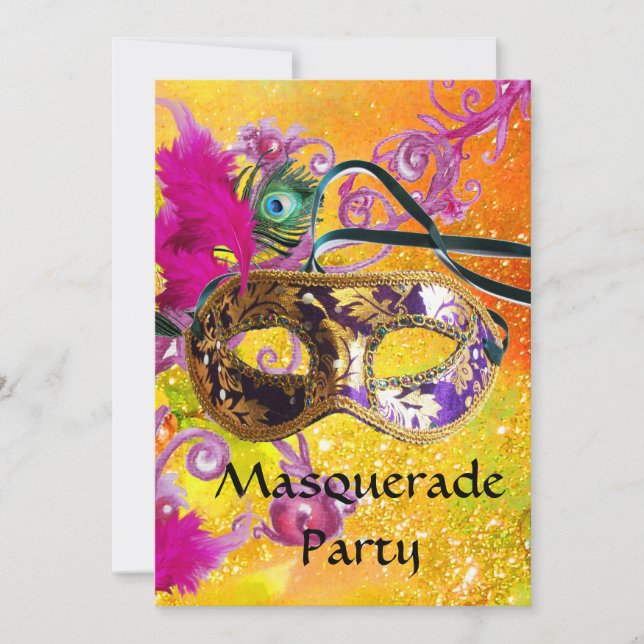 GOLD PURPLE DAMASK CARTE MASQUE Masquerade (Devant)