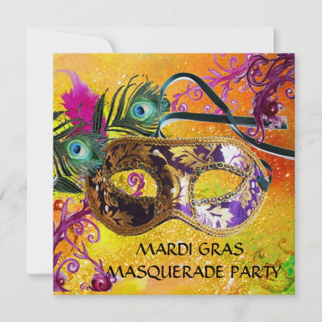 GOLD PURPLE DAMASK CARTE MASQUE Masquerade (Devant)