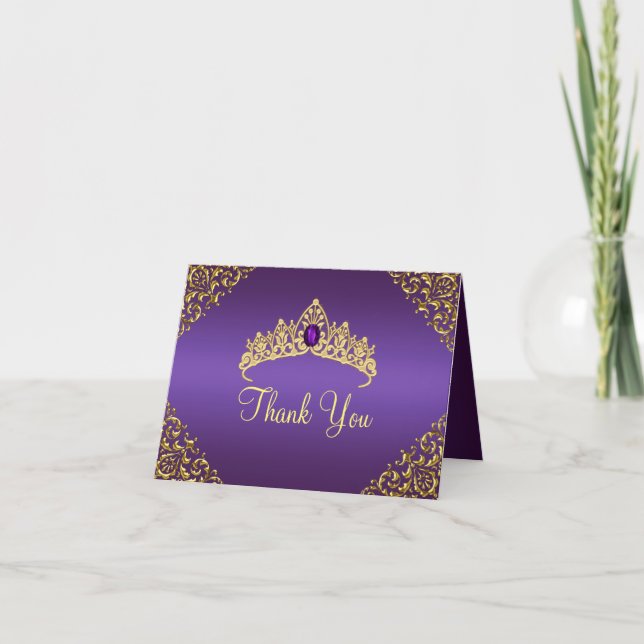 Gold & Purple Gem Tiara Carte de remerciements (Devant)