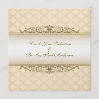 Gold Quilted Imprimer Mariage baroque Invitations