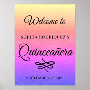 Gold Quinceañera 15th Birthday Welcome Poster