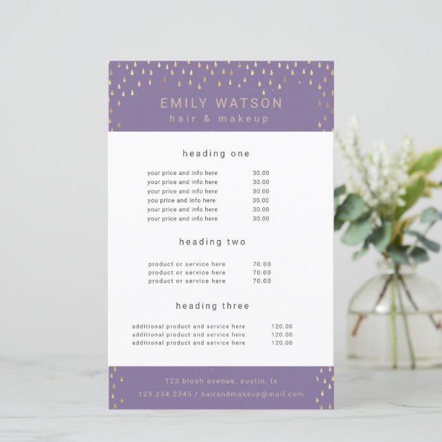 Gold Rain baisse Faux Foil Service et Flyer de pri (Debout devant)
