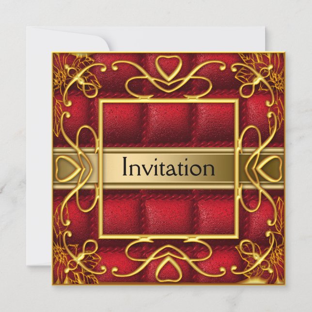 Gold Red Invitation Party N'importe quelle partie (Devant)