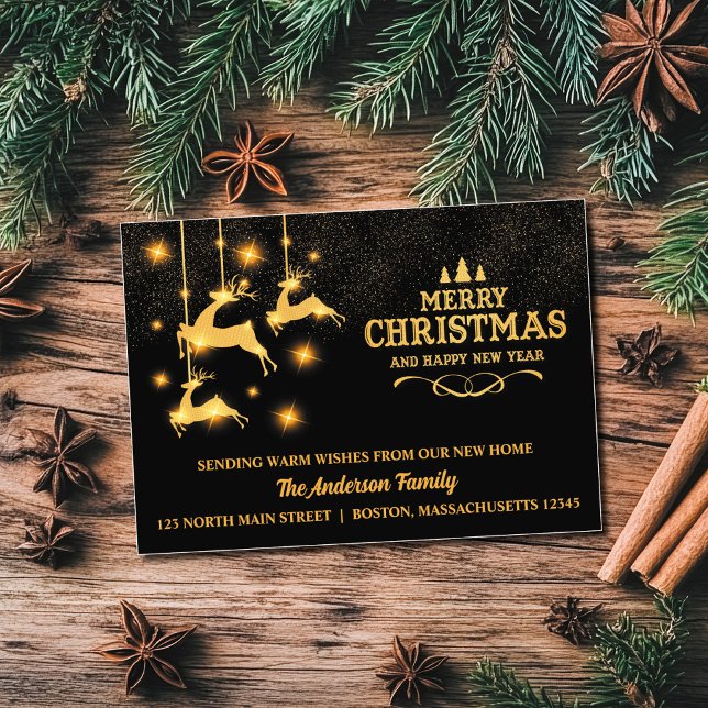 Gold Reindeer Holiday Moving Faire-part (Créateur téléchargé)