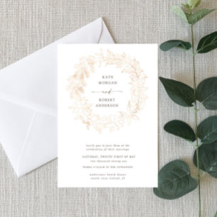 Gold Romantic Floral Wreath Faire-part de mariage