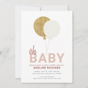 Gold, Rose, Burange Oh Baby shower Invitation