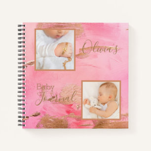 Gold Rose Photo Abstrait Watercolor Baby Journal