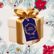 Gold & Royal bleu MerryChristmas étiquette cadeau