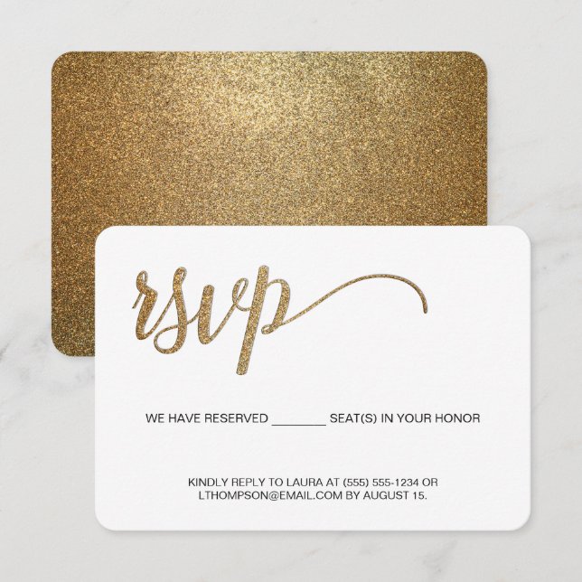 Gold RSVP Script sans envoi Siège réservé (Devant / Derrière)