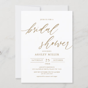 Gold Rustic Elegant Bridal Shower Invitation
