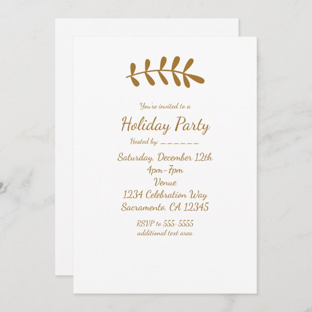 Gold Rustic Leaf Elégante White Fall Invitation (Devant / Derrière)
