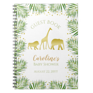 Gold Safari Animaux Baby shower Livre d'invité