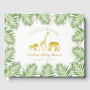 Gold Safari Animaux Baby shower Livre d'invité