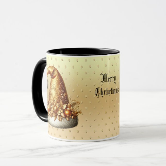 Gold Santa Hat Christmas Holiday Mug (Devant gauche)