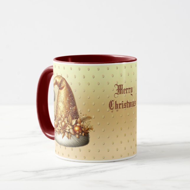 Gold Santa Hat Christmas Holiday Mug (Devant gauche)
