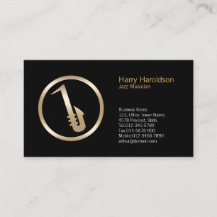 Gold Saxophone Icon Jazz Musicien Carte de visite