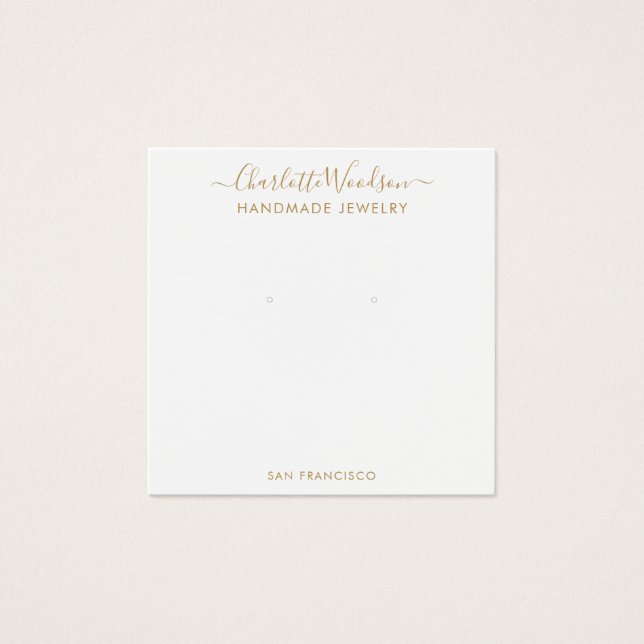 Gold Script Nom Earring Bijoux Carte d'affichage (Devant)