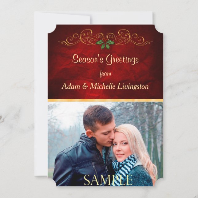 Gold Scroll Élégant Modèle de Noël plat (Devant)