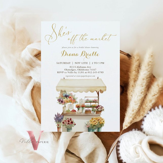 Gold She's off the Market Bridal Shower Invitation (Créateur téléchargé)