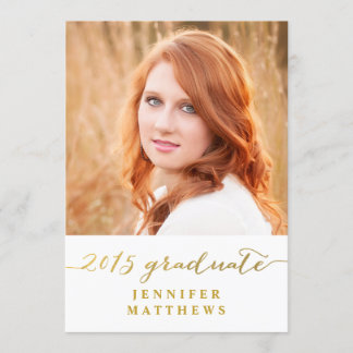 Gold Shine 2015 Photo Graduation Party Invitation