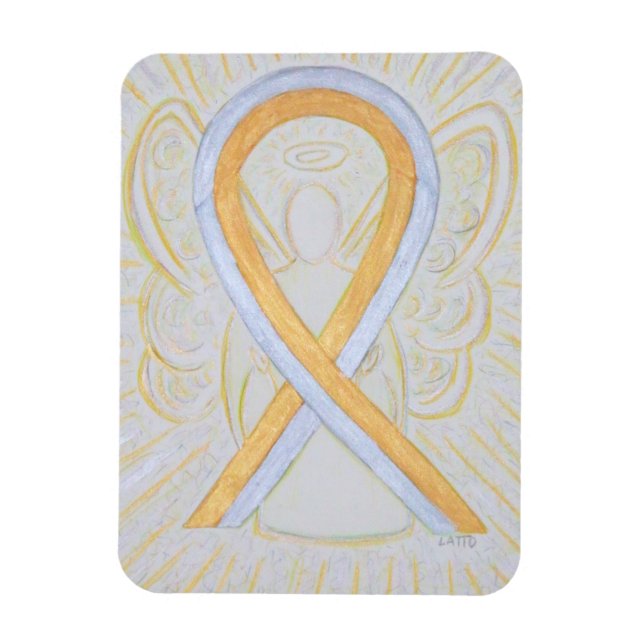 Gold & Silver Sensibilisation Ruban Angel Magnets  (Vertical)