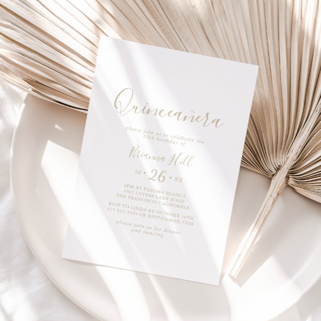 Gold Simple Minimaliste Quinceañera Invitation (Créateur téléchargé)