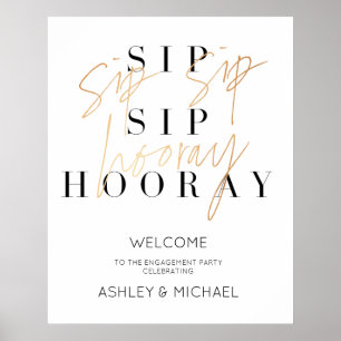 Gold Sip Sip Hooray Affiche de bienvenue de la par