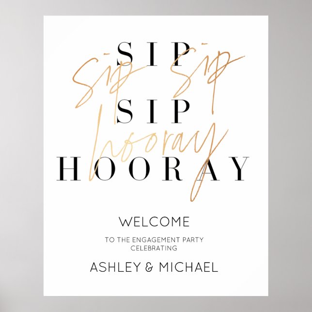 Gold Sip Sip Hooray Affiche de bienvenue de la par (Devant)