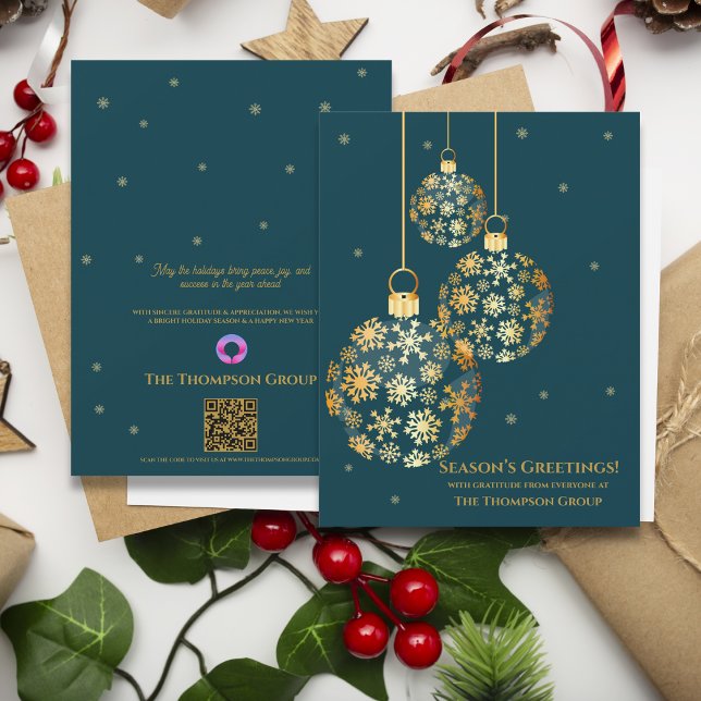 Gold Snowflake Ornements Carte de vacances d'entre (Gold Snowflake Ornaments Corporate Holiday Card)