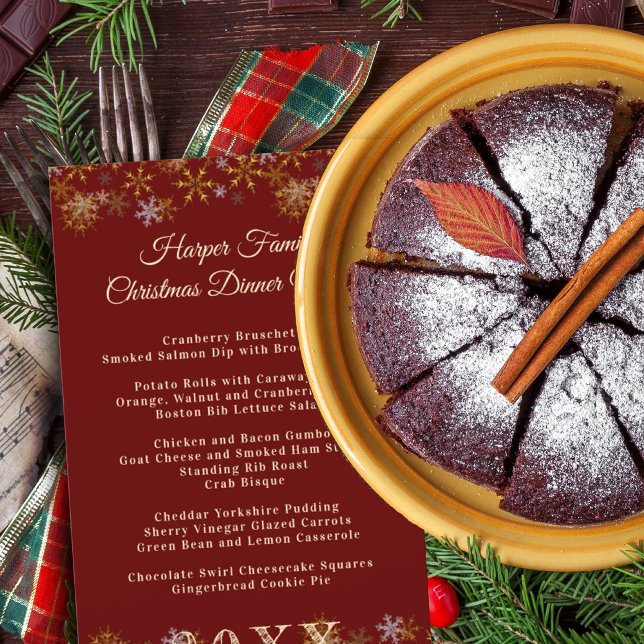 Gold Snowflakes Christmas Dinner Menu Template (Créateur téléchargé)