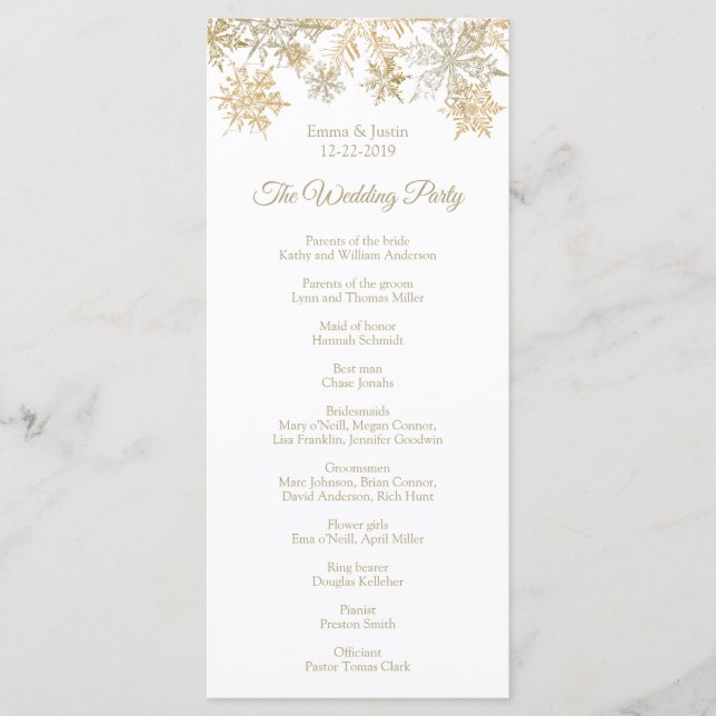 Gold Snowflakes Elégante carte de Noël d'hiver (Devant)