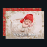 Gold Snowflakes Faire-part de naissance photo de N<br><div class="desc">Des flocons d'or bordent la photo de votre bébé sur ces annonces de naissance de Noël qui présentent également Joyeux Noël en blanc, vos noms en lettres chic et les infos de naissance de votre bébé sur le dos. Ajoutez plus de photos ou plus de détails sur le dos avec...</div>