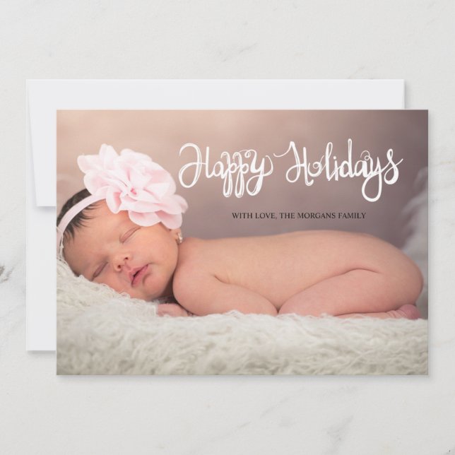 Gold Snowflakes Happy Holidays Baby Photo (Devant)