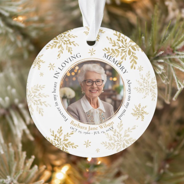 Gold Snowflakes In Loving Memory Memorial Keepsake (Arbre)