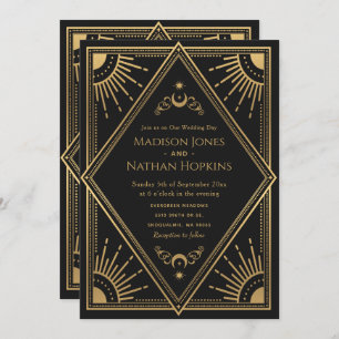 Gold Solar Gothique Élégant Mariage de la carte Ta