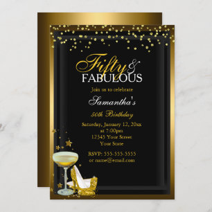 Gold Sparkle 50 Fabuleux Invitation d'anniversaire