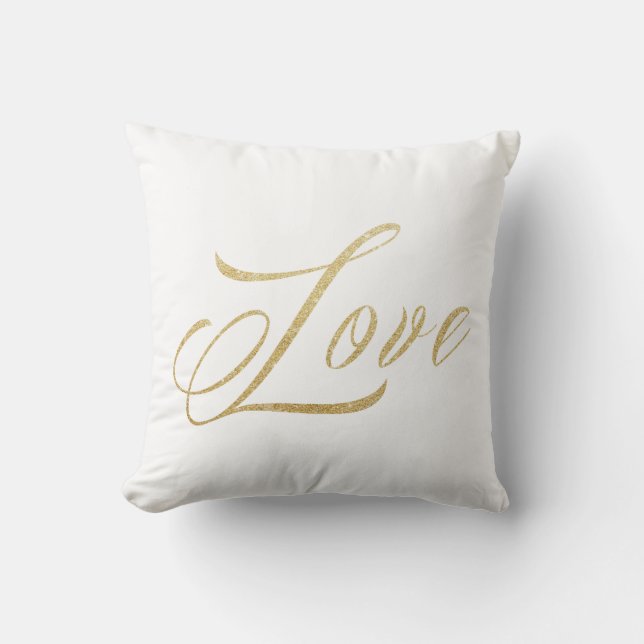 Gold Sparkle Love Jeu Oreiller (Recto)