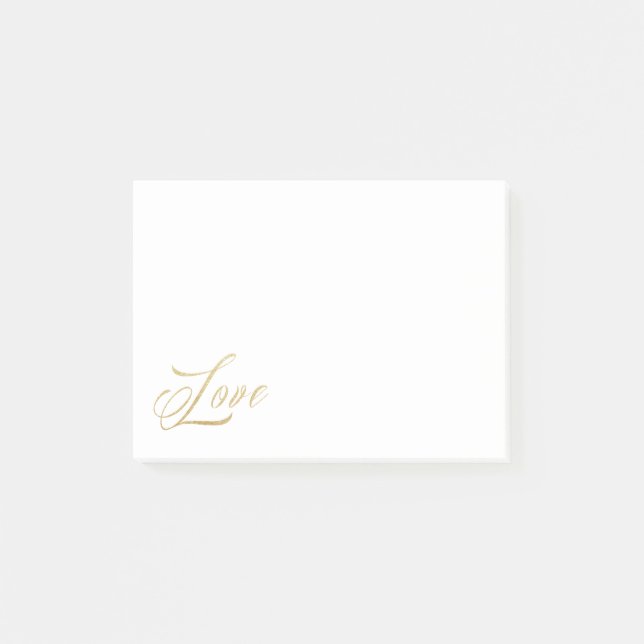 Gold Sparkle Love Post-It Notes (Devant)