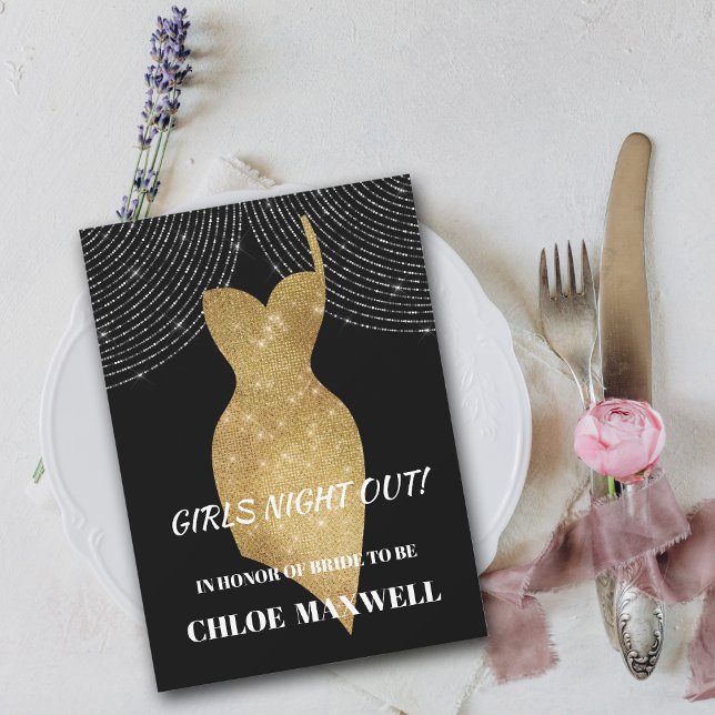 Gold Sparkle robe Bachelorette Party Invitation (Créateur téléchargé)