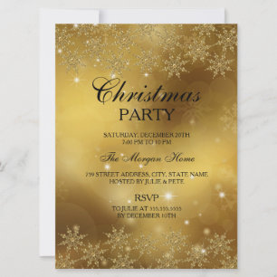 Gold Sparkle Snowflake Noël Invitation de vacances