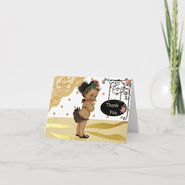 Gold Sparkle Zebra Baby shower d'impression Merci (Devant)