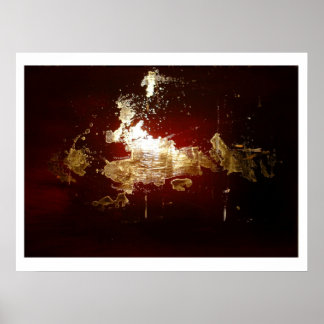 Gold Splash Rouge Brown Poster Abstrait Imprimer