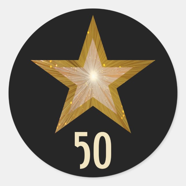 "Gold" Star "50" rond autocollant noir (Devant)